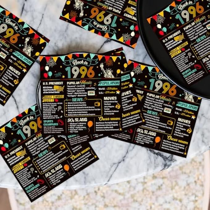 PACK OF 50 NAPKINS 30TH BIRTHDAY MAN WOMAN DECORATIVE 30TH BIRTHDAY NAPKINS BLACK GOLD FOR MEN AND WOMEN 1996 PAPER HANDKERCHIEFS HANDKERCHIEFS PARTY DECORATION - Image 5